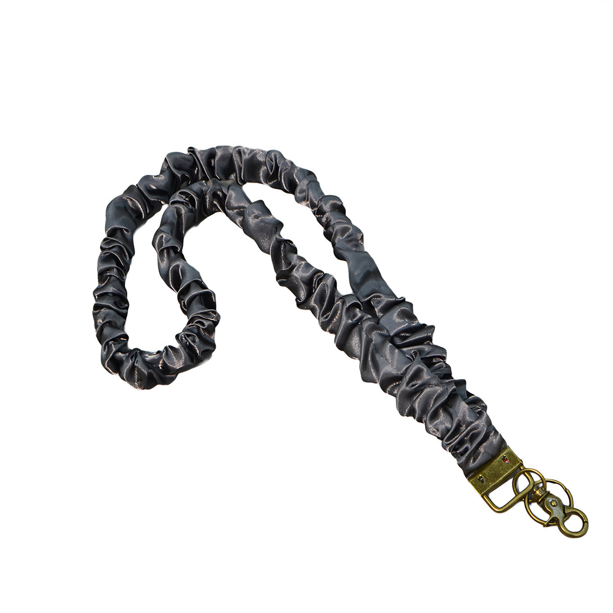 Ruched Scrunchie Lanyard with Clip and Key Ring - Coffee