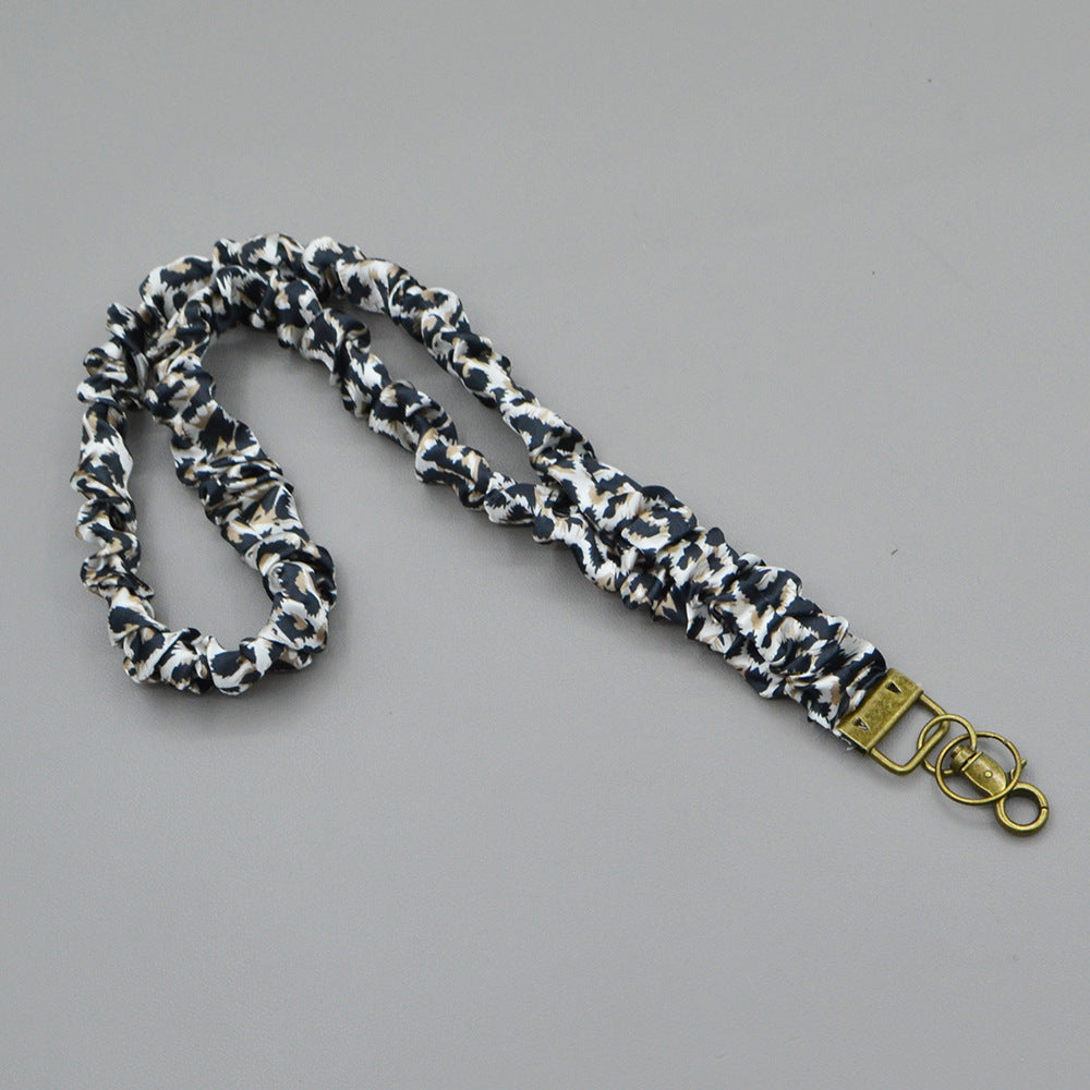 Ruched Scrunchie Lanyard with Clip and Key Ring - KLeopard