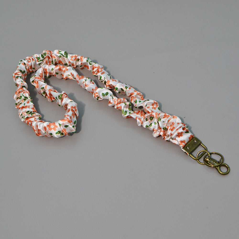 Ruched Scrunchie Lanyard with Clip and Key Ring - OFloral