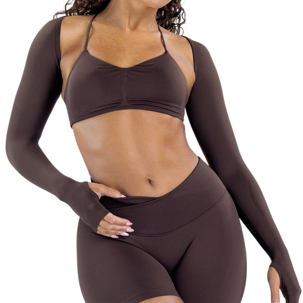 Seamless Thumbhole Long Sleeve Cropped Workout Shrug