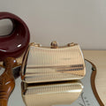 Metallic Box Clutch With Chain Strap - Ribbed