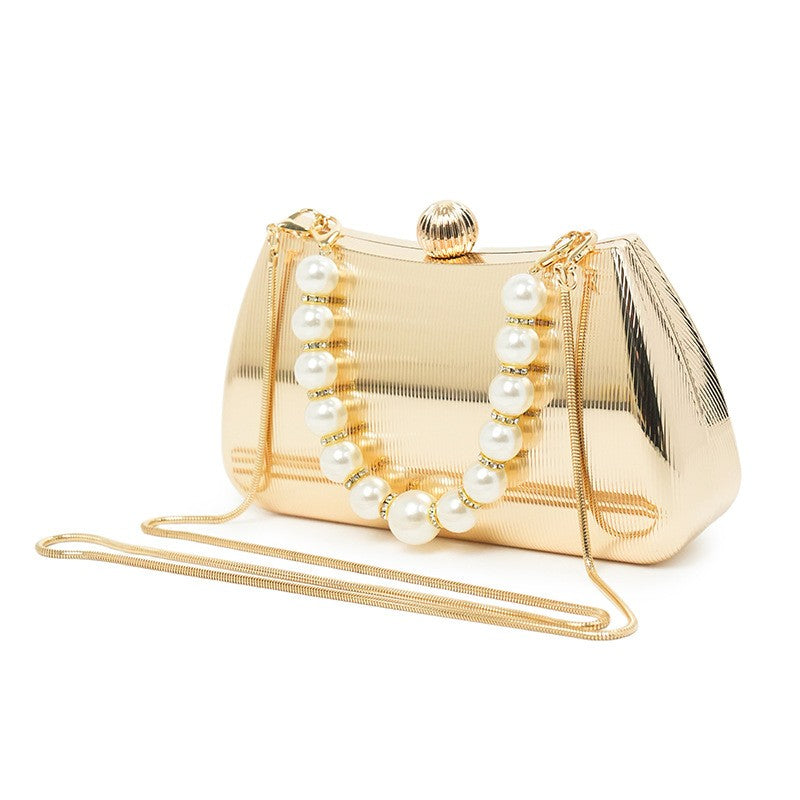 Metallic Box Clutch With Chain Strap