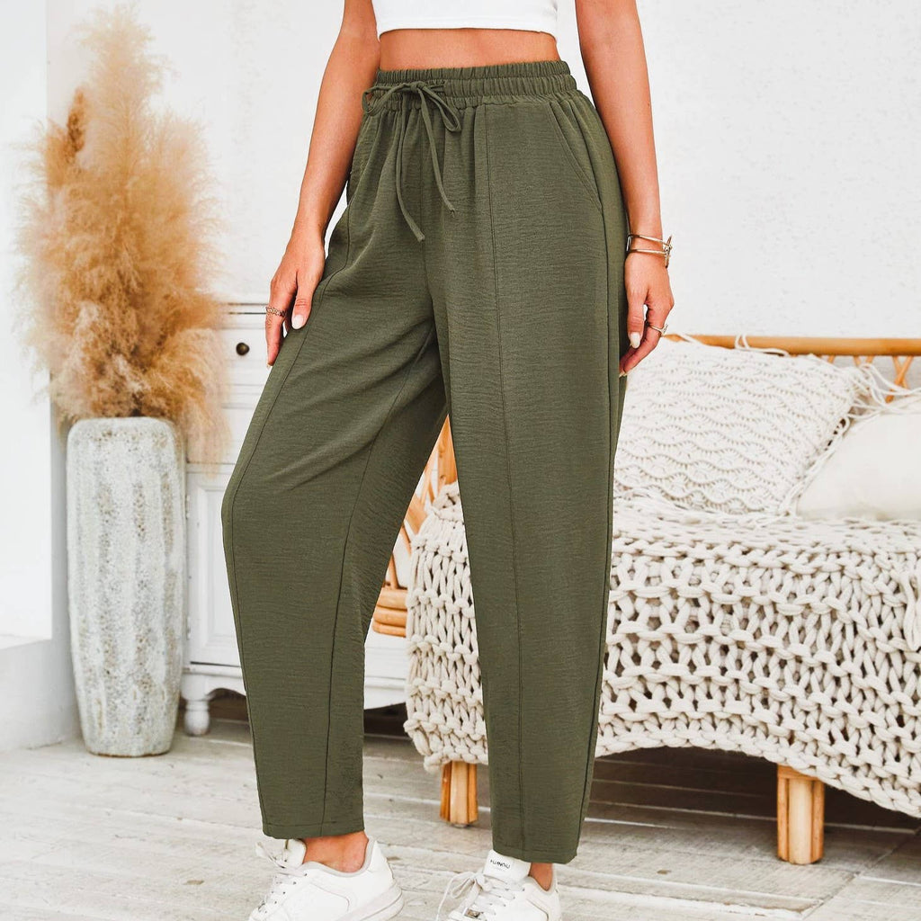 Drawstring Barrel Leg Cropped Trousers