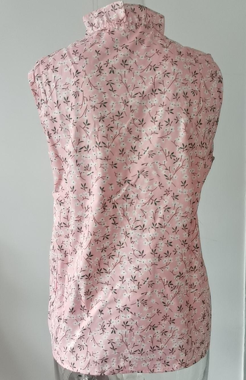 Sleeveless Ruffle Placket Stand Collar Top - Pink - 1