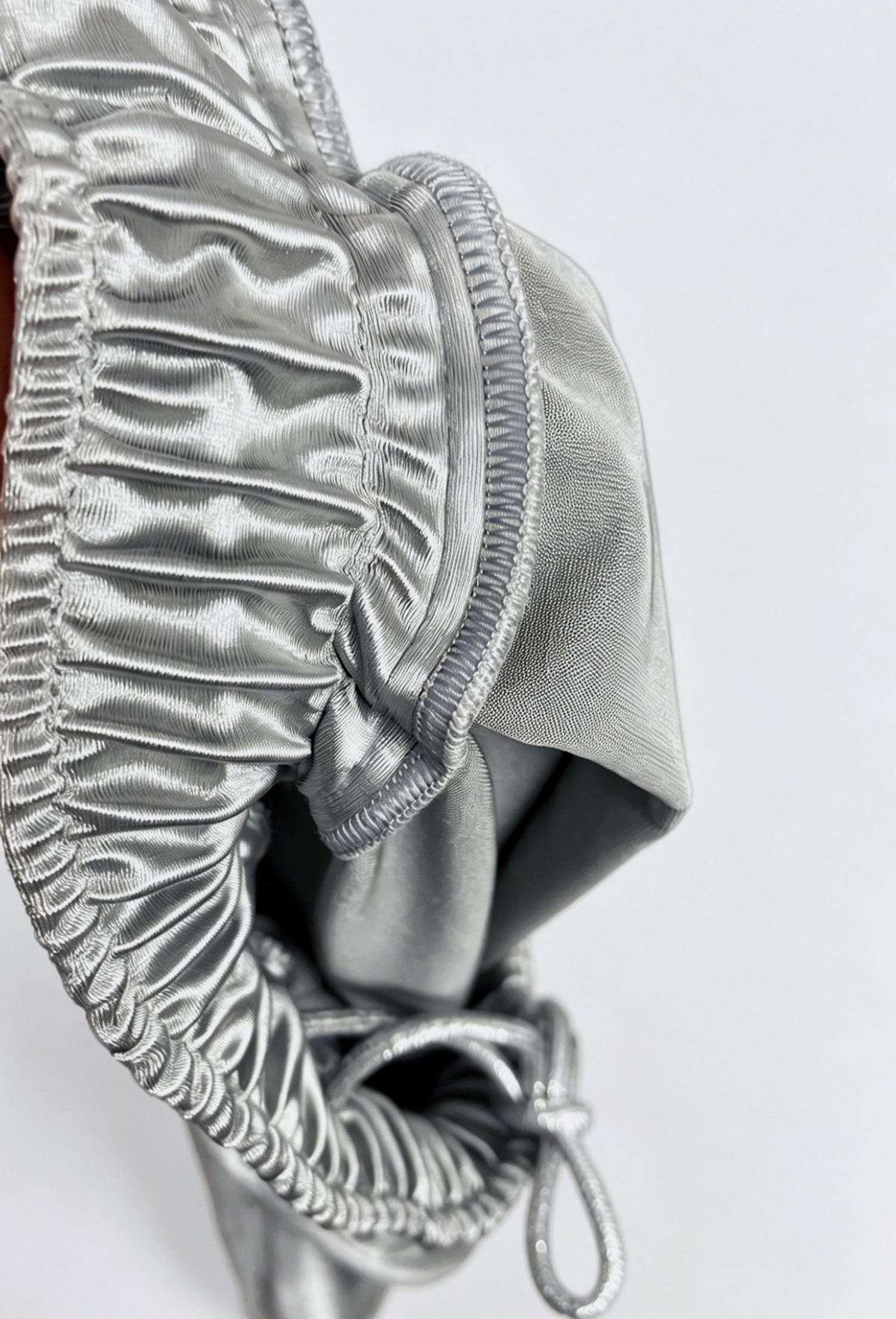 Elastic Waist Wide Leg Satin Palazzo Pants - Silvery - 6