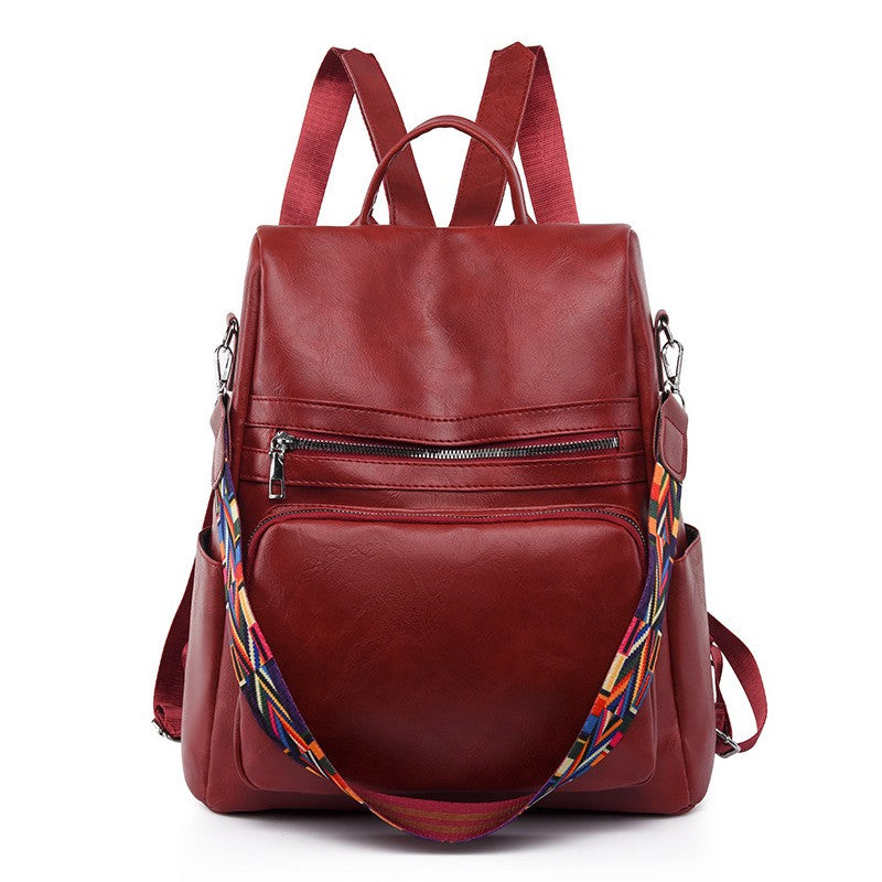 Vegan Leather Backpack Purse with Guitar Strap - Wine