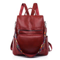 Vegan Leather Backpack Purse with Guitar Strap - Wine