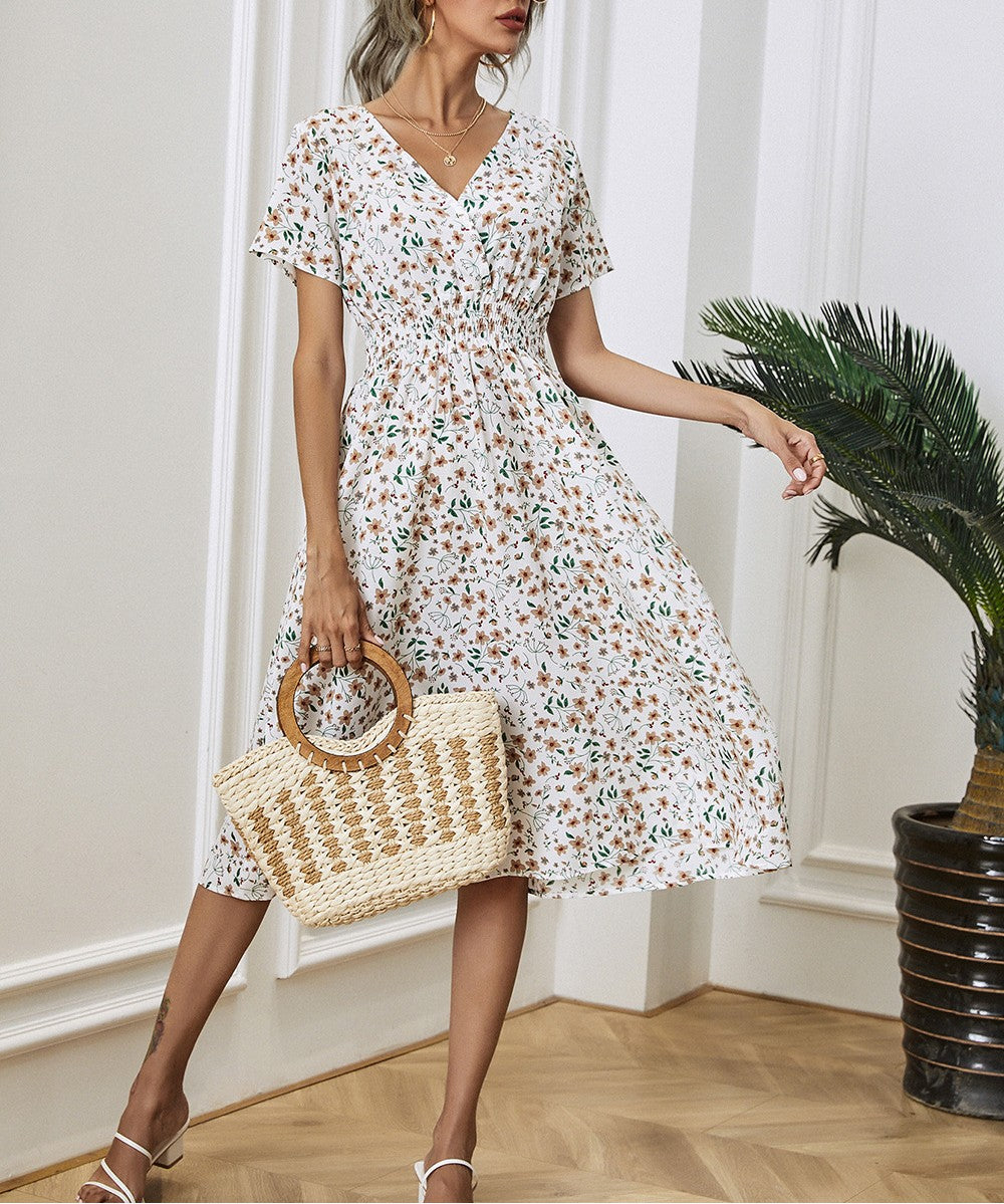 Surplice V-Neck Flutter Sleeve Midi Dress - Color_05