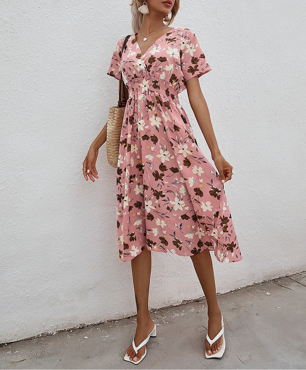 Surplice V-Neck Flutter Sleeve Midi Dress - Color_08