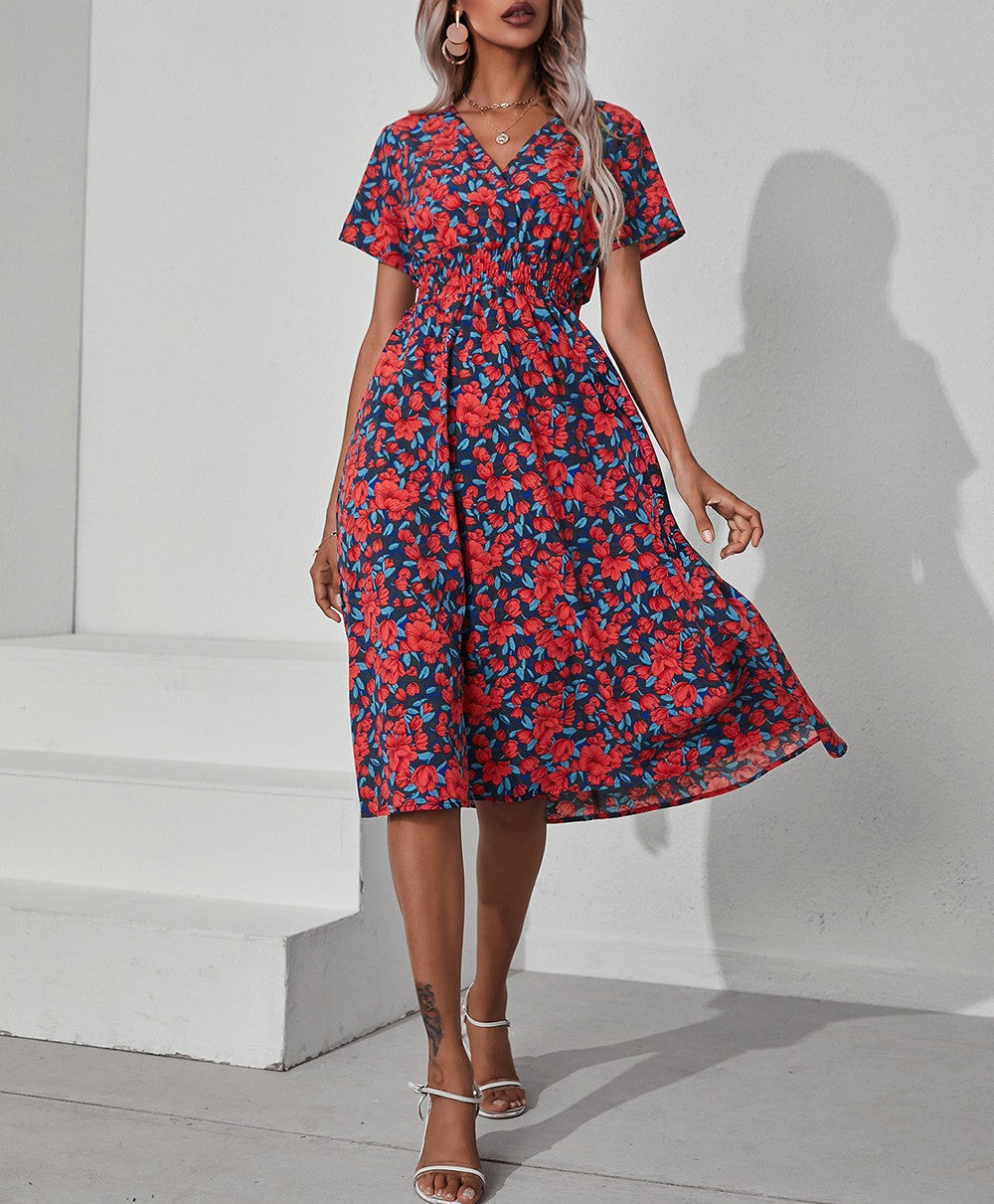 Surplice V-Neck Flutter Sleeve Midi Dress - Color_09