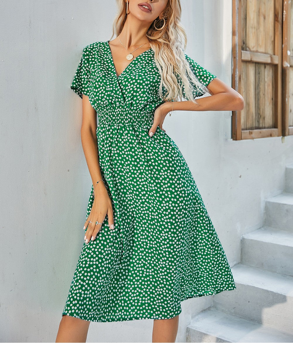 Surplice V-Neck Flutter Sleeve Midi Dress - Color_10