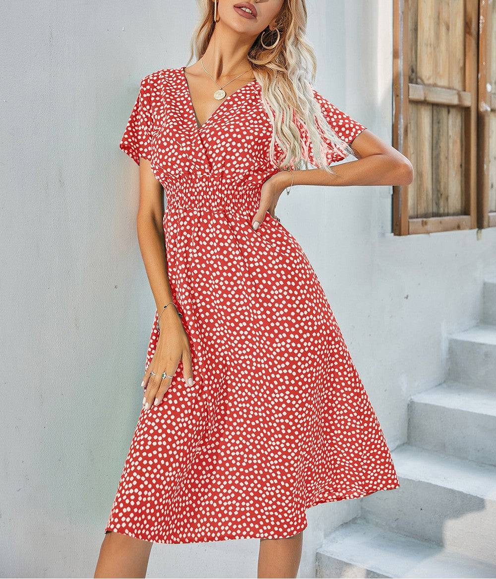 Surplice V-Neck Flutter Sleeve Midi Dress - Color_12