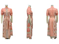 Scarf Print Button Front Maxi Shirt Dress - Coral