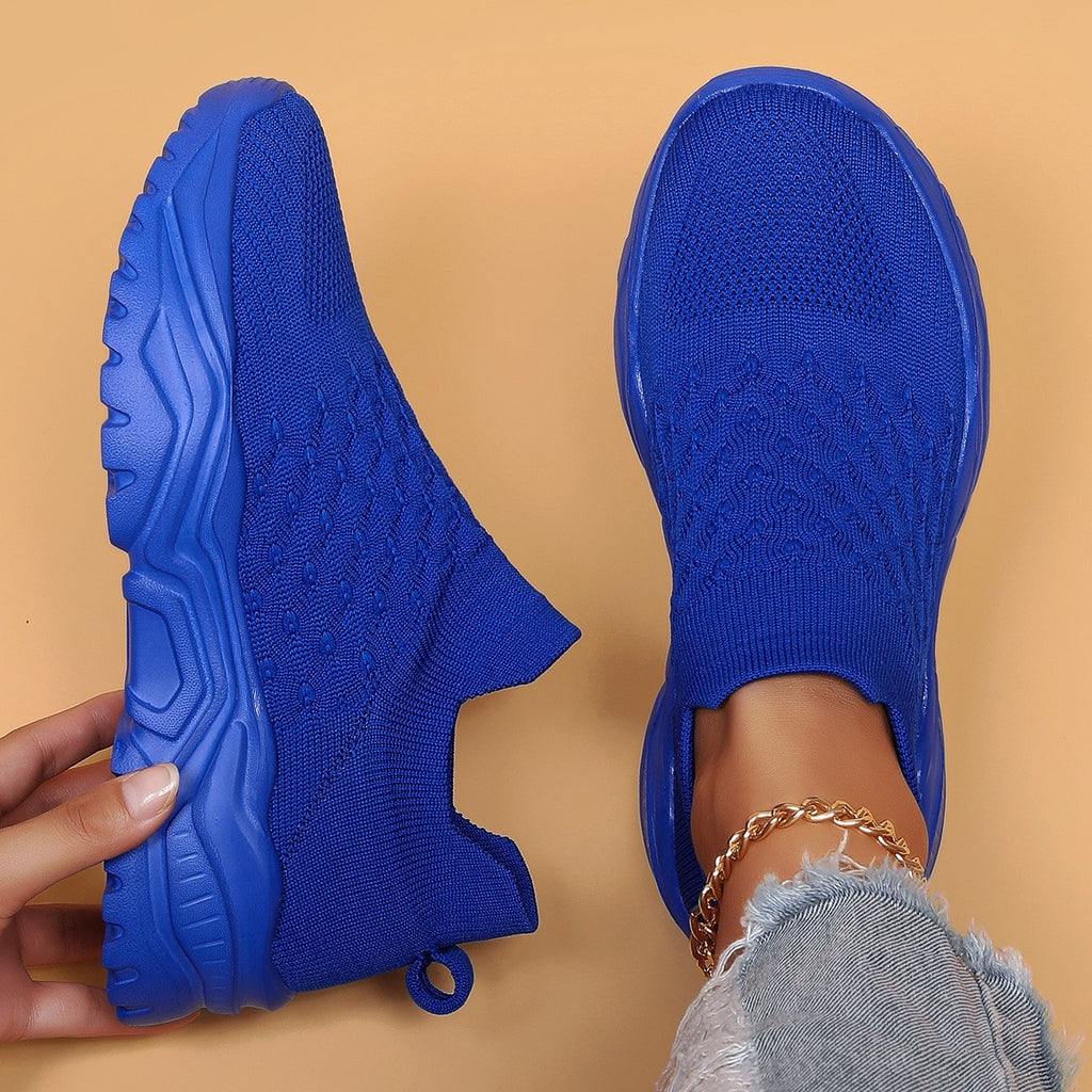 Slip On Platform Knit Sock Sneakers - Royal Blue