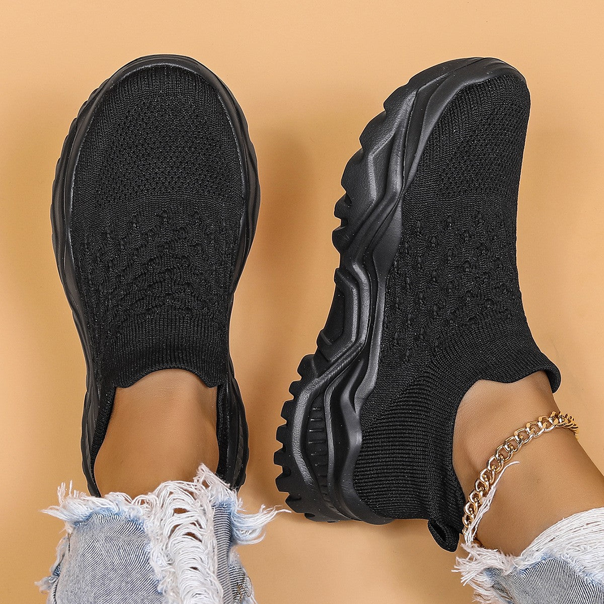 Slip On Platform Knit Sock Sneakers
