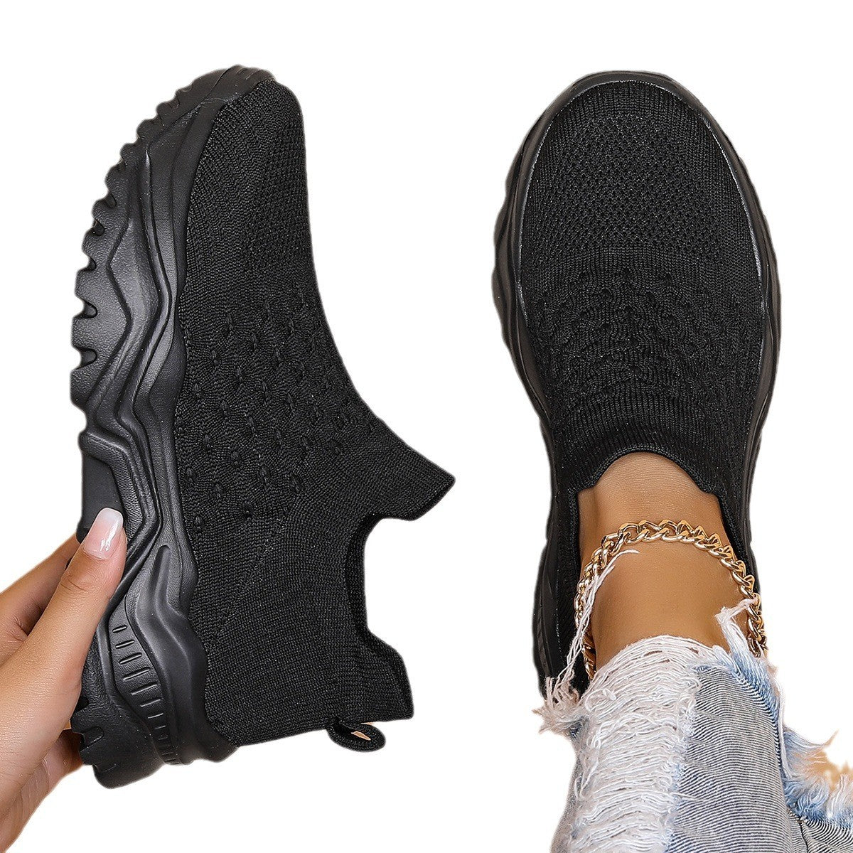 Slip On Platform Knit Sock Sneakers