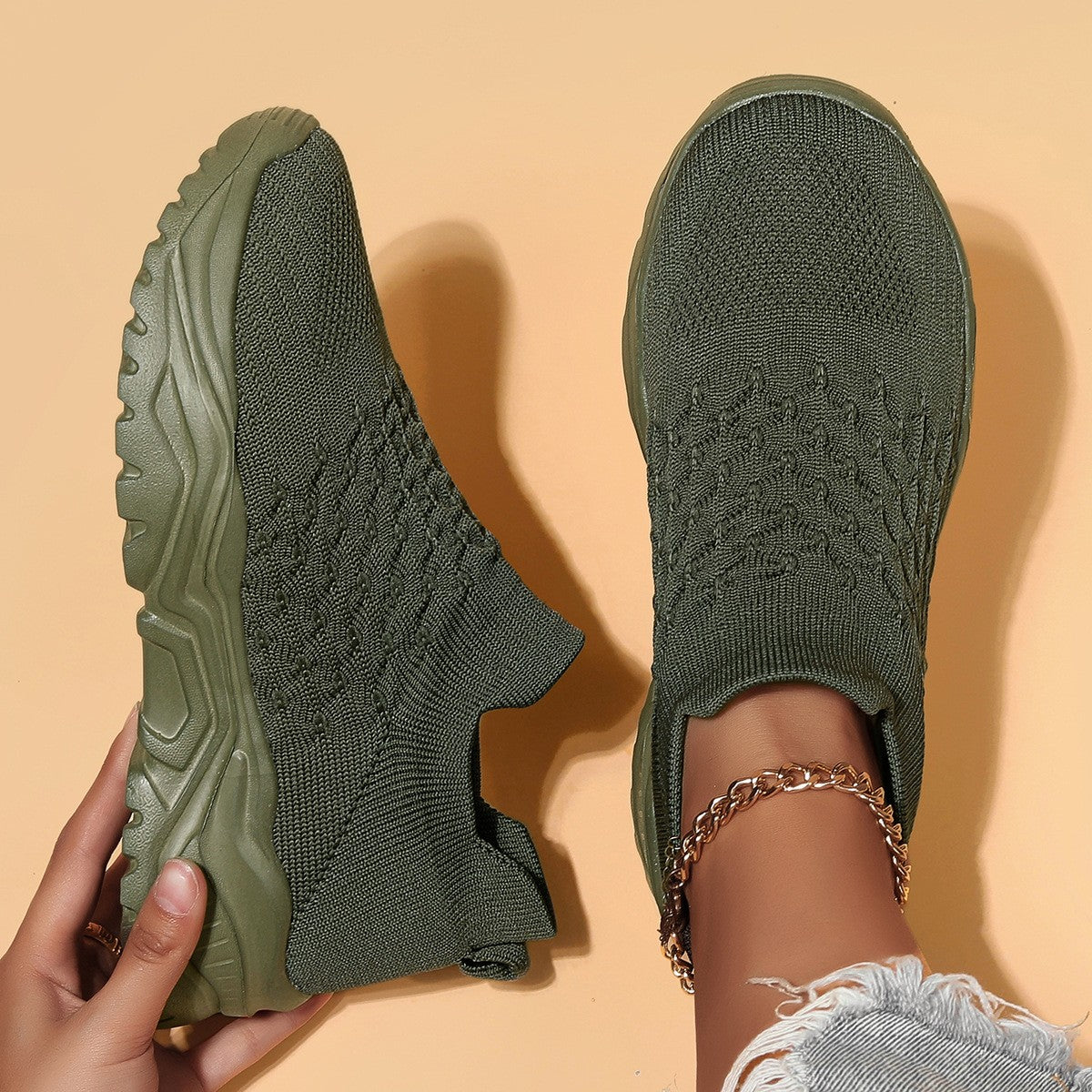 Slip On Platform Knit Sock Sneakers