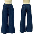 Pinstripe Wide Leg Vintage Wash Jeans - DarkBlue