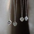 Hammered Square Moonstone Pendant Necklace - Silvery