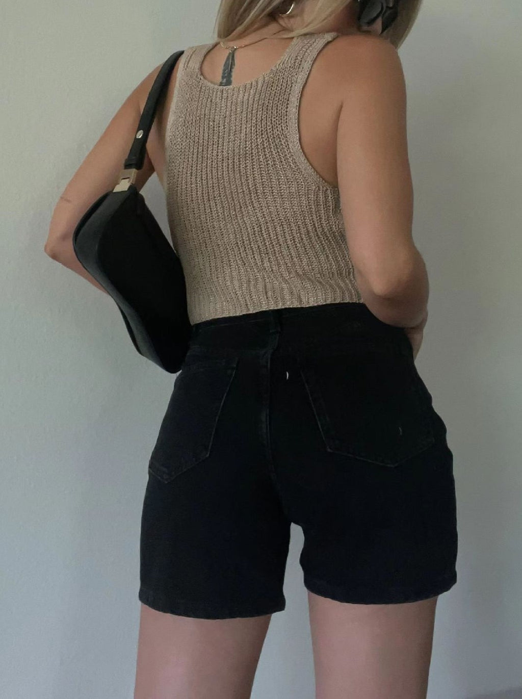 Ribbed Knit Single Button Cropped Vest - Khaki - 2