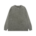 Acid Wash Oversized Long Sleeve Crew Tee - Sage
