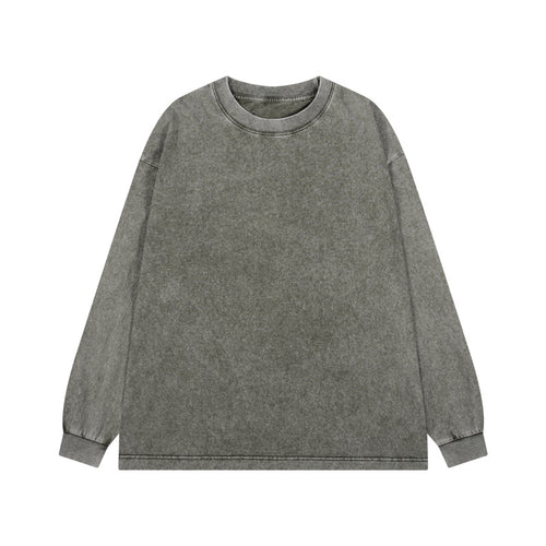 Acid Wash Oversized Long Sleeve Crew Tee - Sage