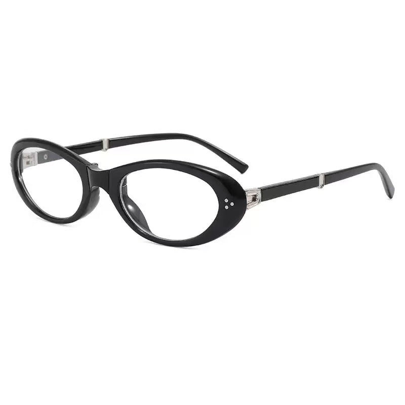 Slim Oval Cat Eye Sunglasses - Black