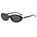 Slim Oval Cat Eye Sunglasses - Blackgrey