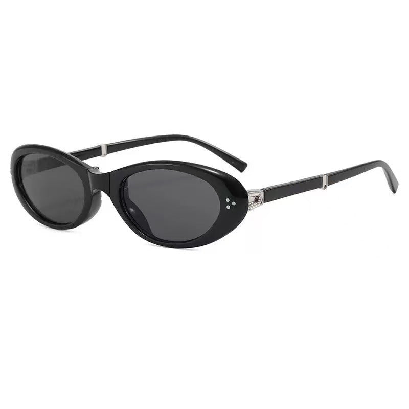 Slim Oval Cat Eye Sunglasses - Blackgrey