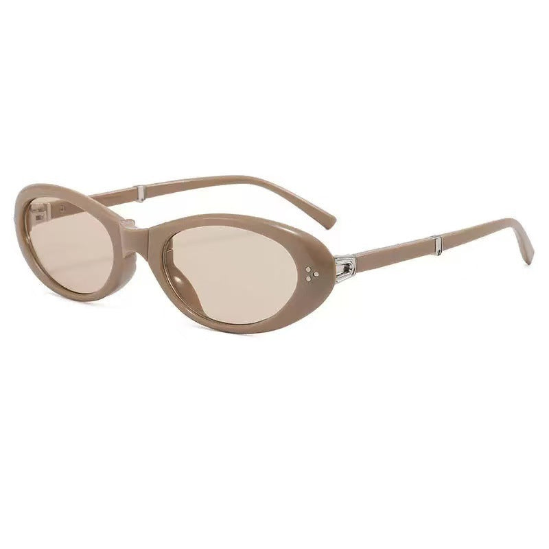 Slim Oval Cat Eye Sunglasses - Coffee