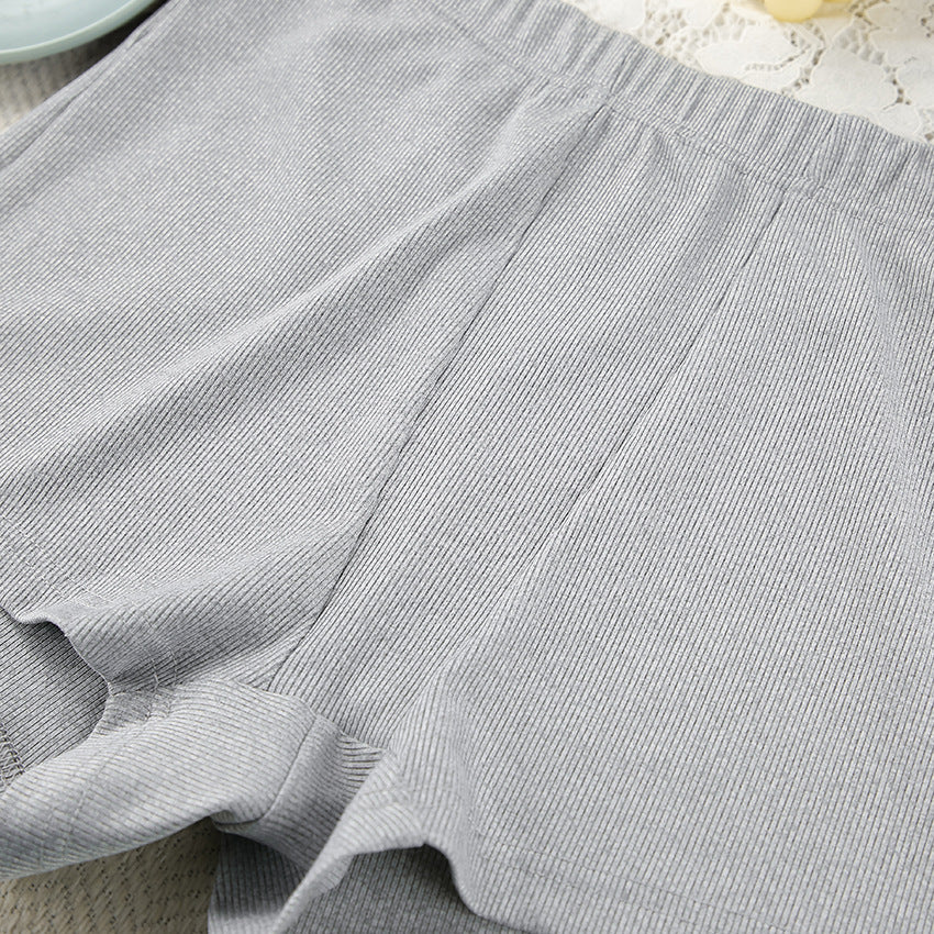 Ribbed Henley Long Sleeve Shorts Pajama Set - Grey - 3