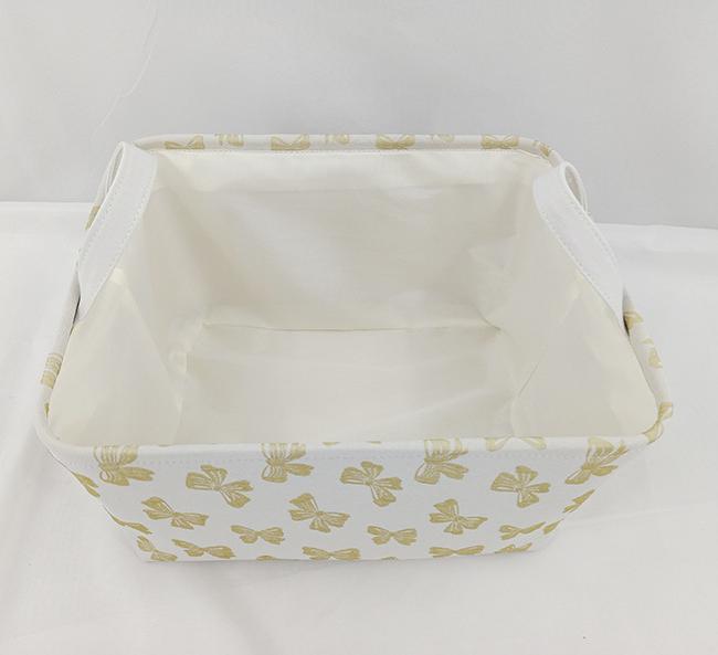 Bow Print Canvas Storage Tote Basket - Begie - 3