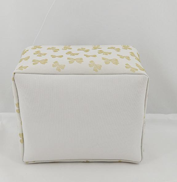 Bow Print Canvas Storage Tote Basket - Begie - 5