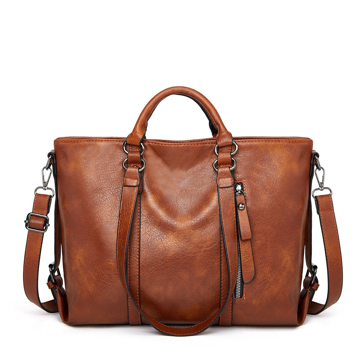 Vintage Vegan Leather Work Tote Bag