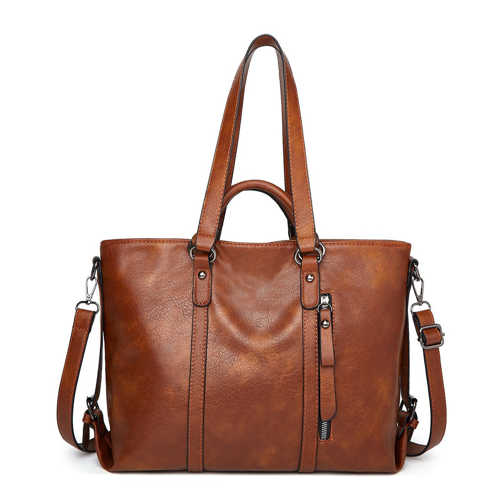 Vintage Vegan Leather Work Tote Bag