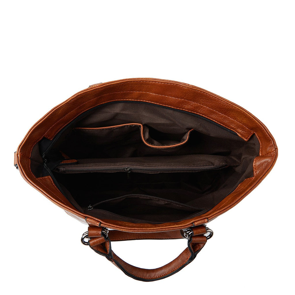Vintage Vegan Leather Work Tote Bag