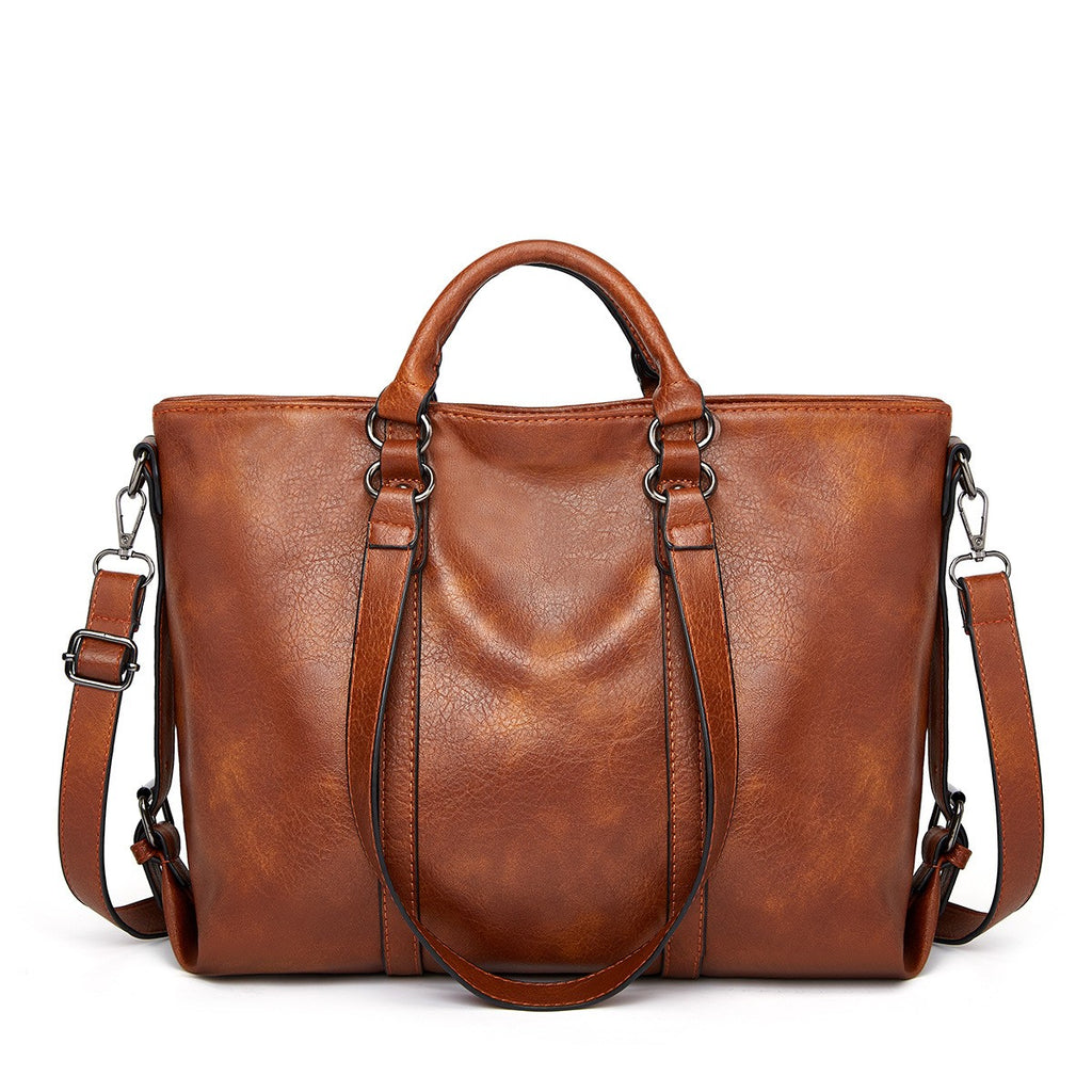 Vintage Vegan Leather Work Tote Bag