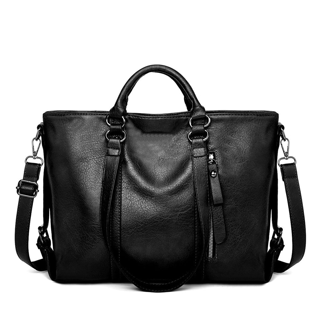 Vintage Vegan Leather Work Tote Bag