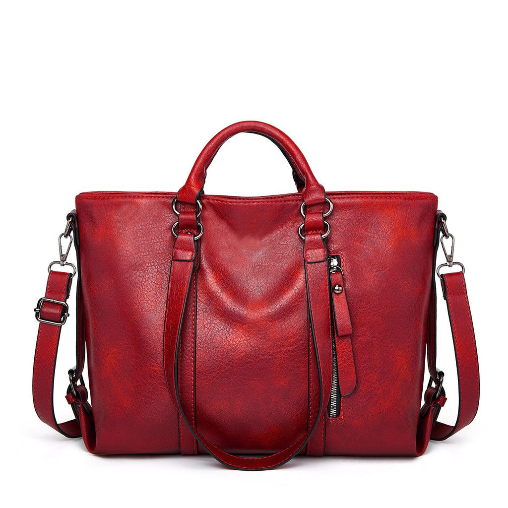 Vintage Vegan Leather Work Tote Bag