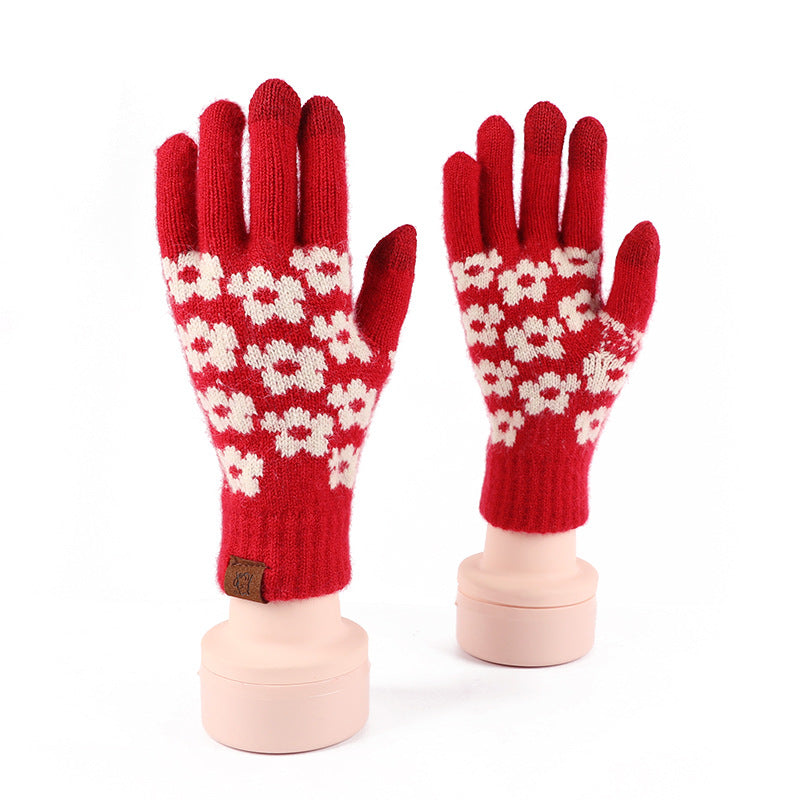 Nordic Pattern Knit Touchscreen Gloves - Blossom