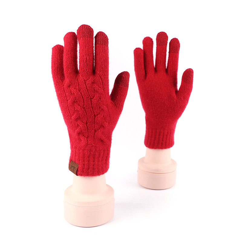 Nordic Pattern Knit Touchscreen Gloves - Flower