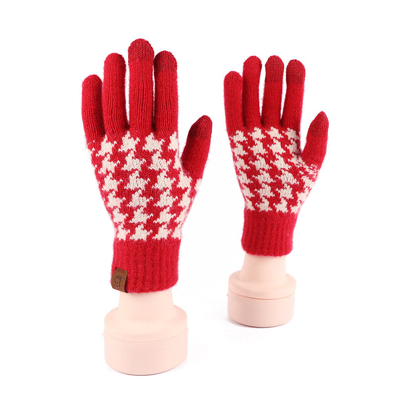 Nordic Pattern Knit Touchscreen Gloves - Leaf