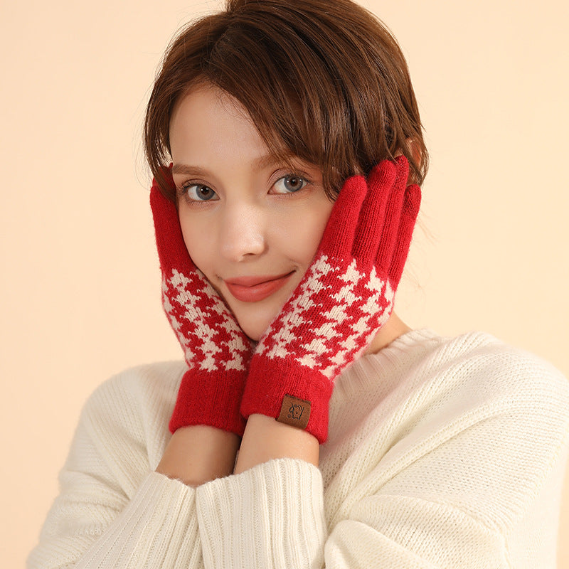Nordic Pattern Knit Touchscreen Gloves - Leaf - 1