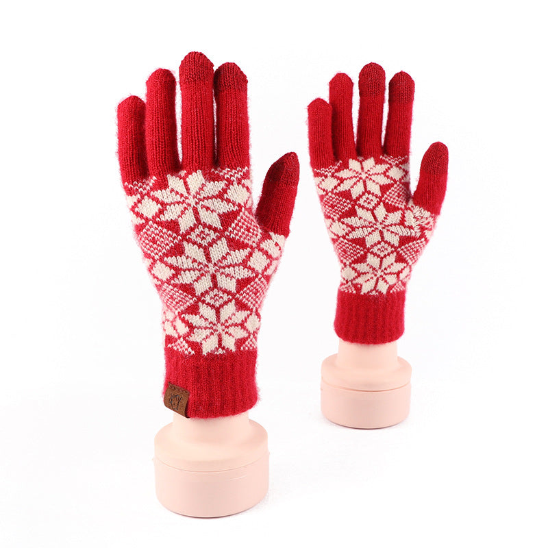 Nordic Pattern Knit Touchscreen Gloves - MapleLeaf
