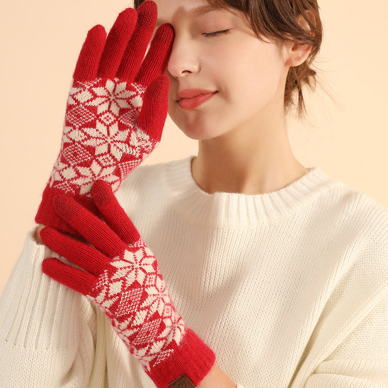 Nordic Pattern Knit Touchscreen Gloves - MapleLeaf - 1