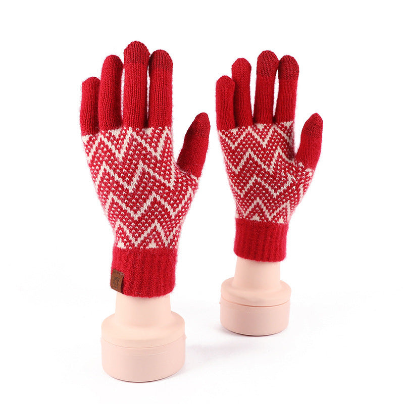 Nordic Pattern Knit Touchscreen Gloves - Wave