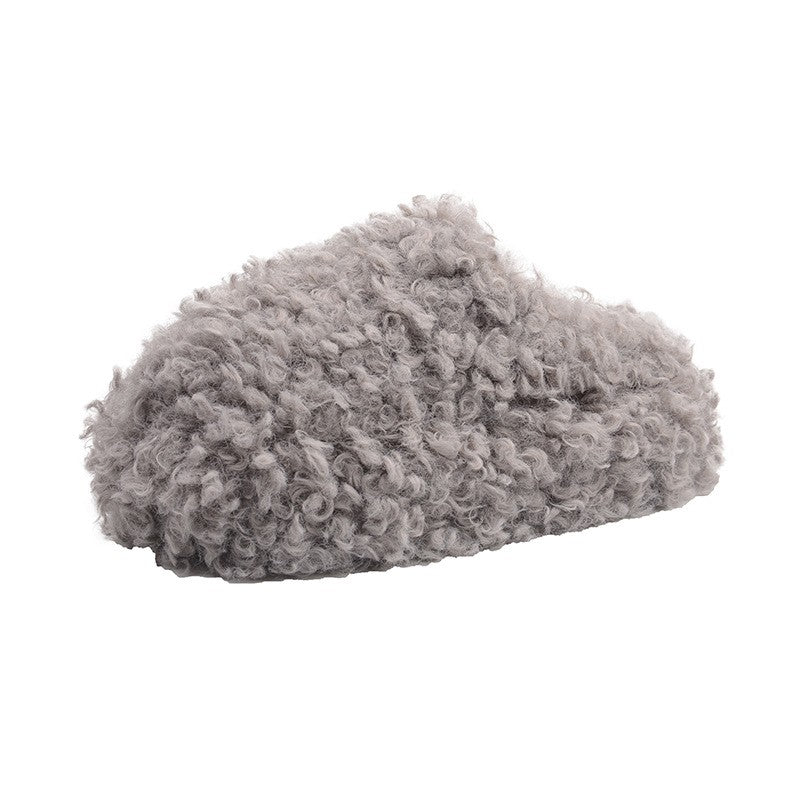 Curly Faux Fur Platform Slippers