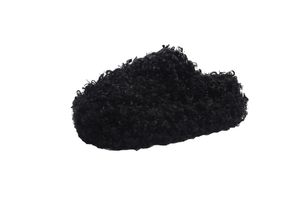 Curly Faux Fur Platform Slippers