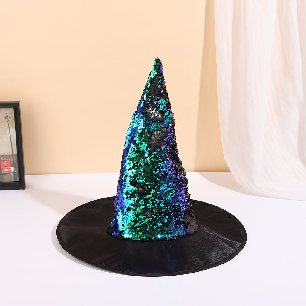 Reversible Mermaid Sequin Witch Hat - Green - 1
