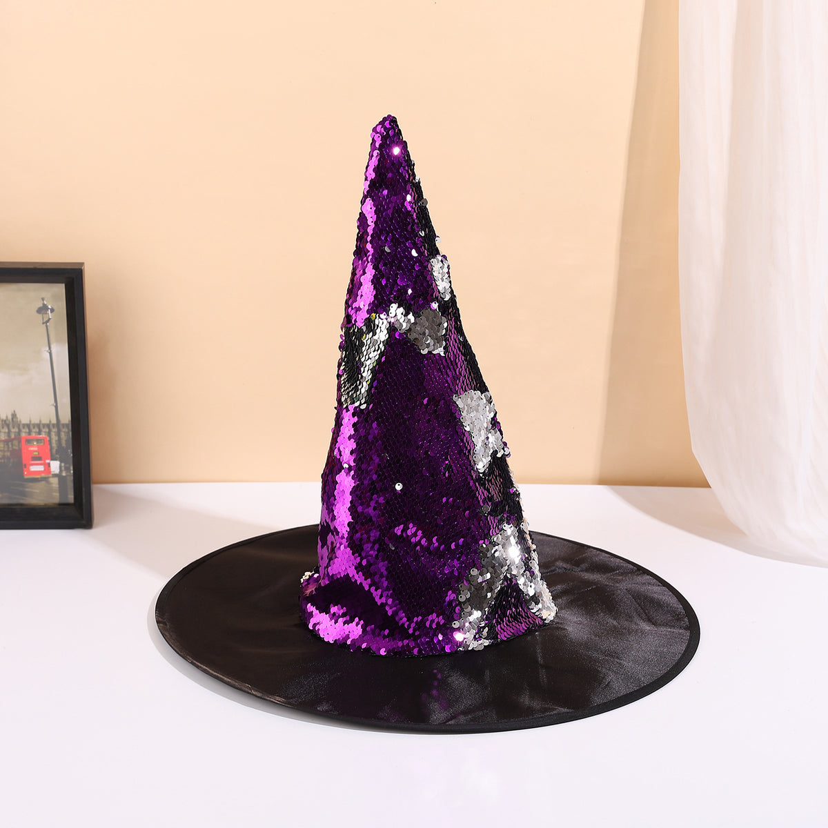 Reversible Mermaid Sequin Witch Hat - Purple